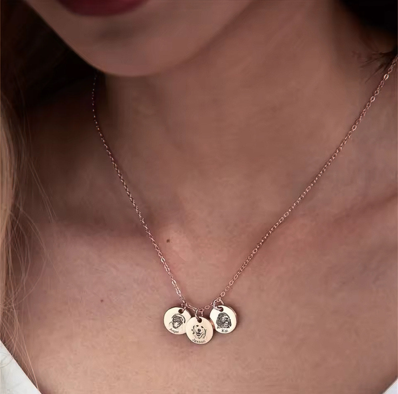 Custom Pet Portrait Necklace - Engraved Keepsake Jewelry