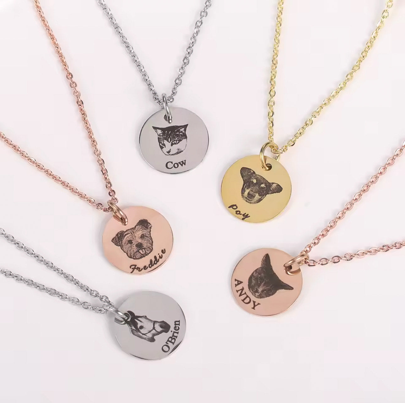 Custom Pet Portrait Necklace - Engraved Keepsake Jewelry