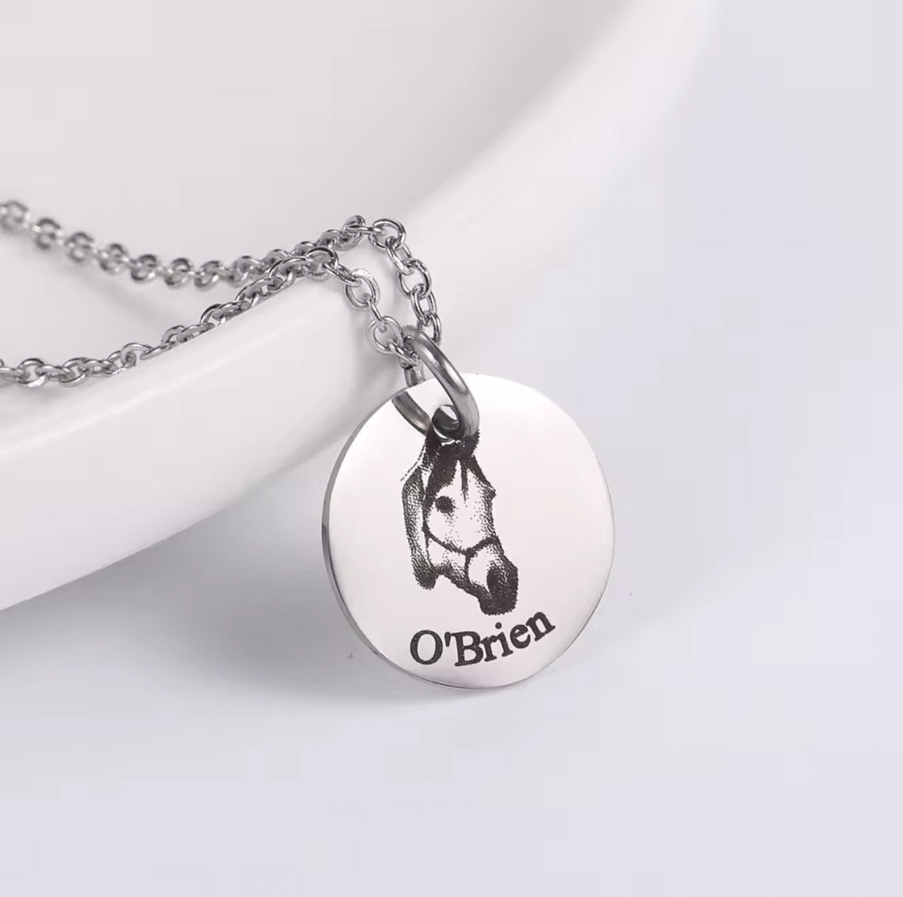 Custom Pet Portrait Necklace - Engraved Keepsake Jewelry