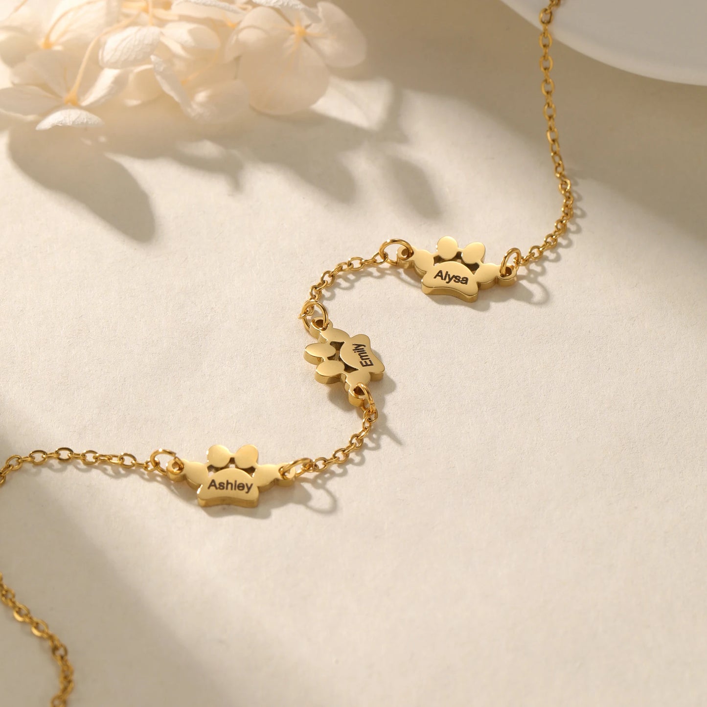 Custom Paw Print Name Necklace
