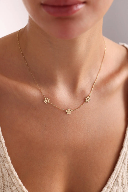 Custom Paw Print Name Necklace