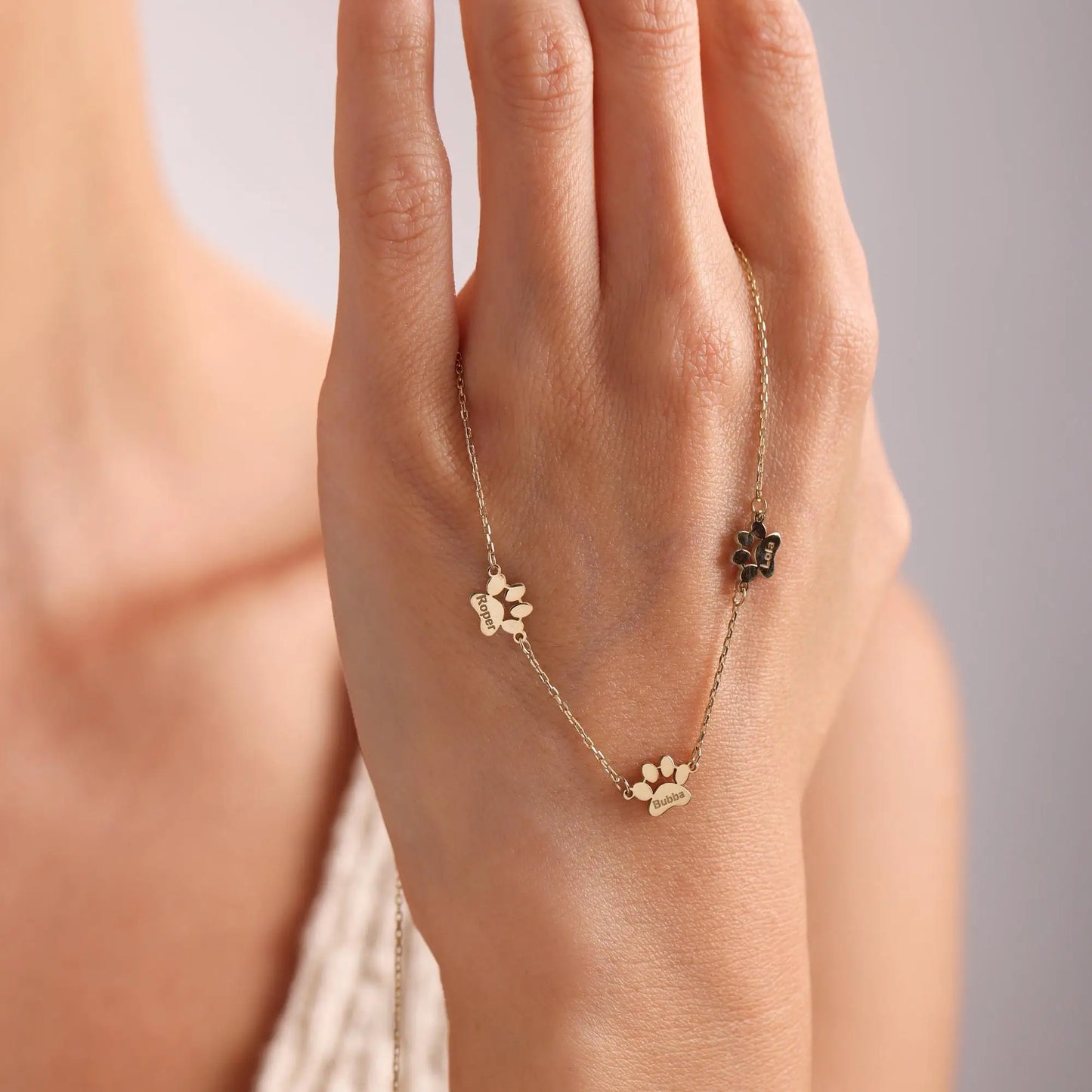 Custom Paw Print Name Necklace