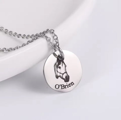 Custom Pet Portrait Necklace - Engraved Keepsake Jewelry