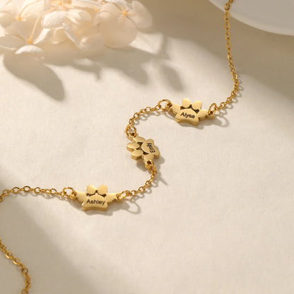 Custom Paw Print Name Necklace