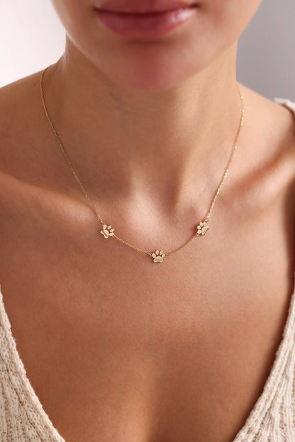 Custom Paw Print Name Necklace
